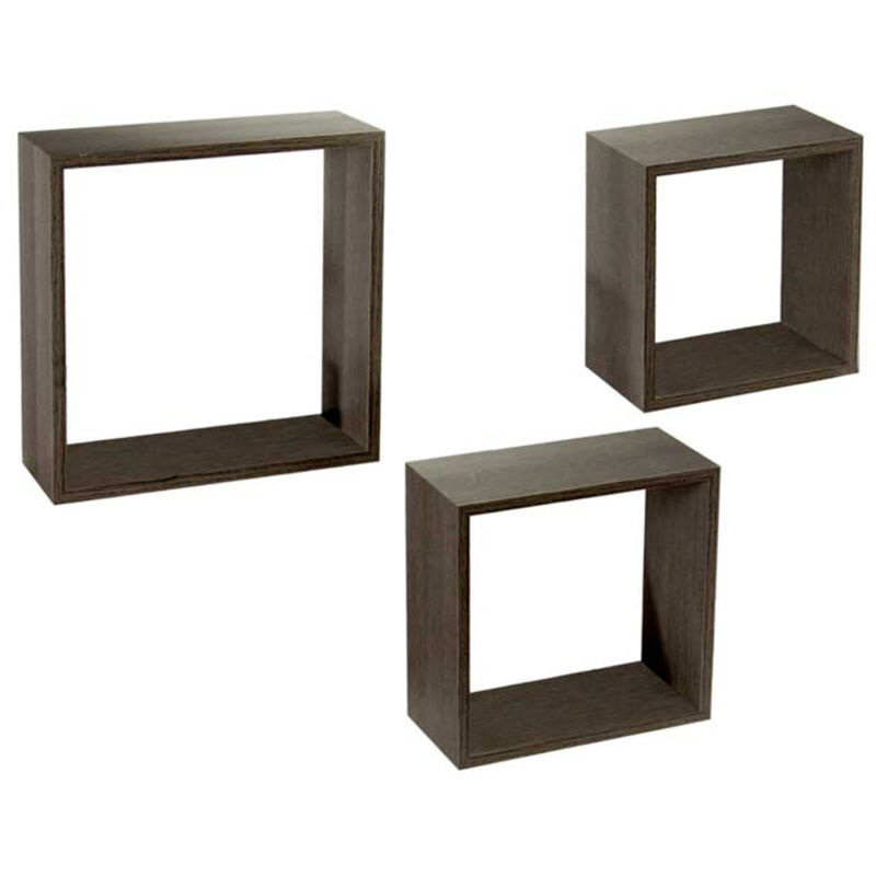 foto del prodotto maury s 3 pensili quadrati in legno da parete in tre misure con finitura weng 