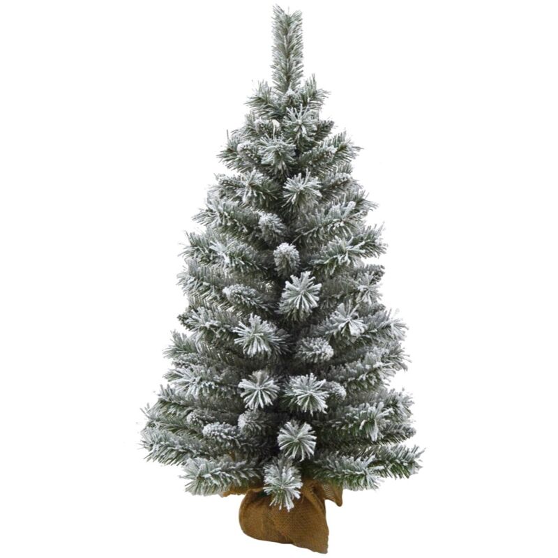 foto del prodotto maury s albero di juta verde innevato altezza 80 cm