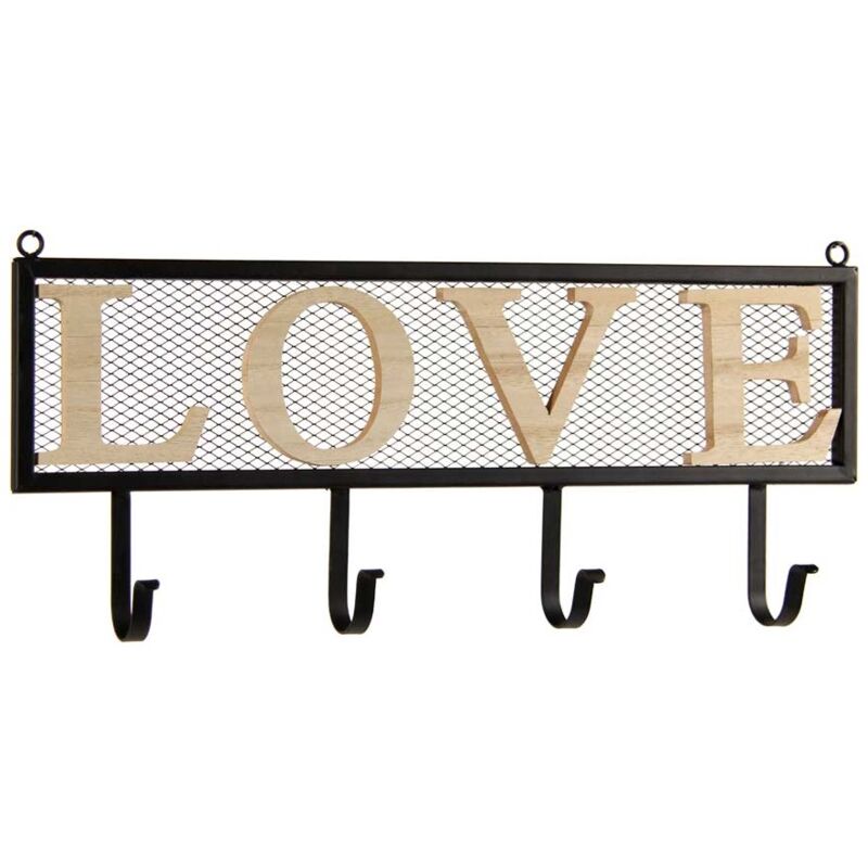 foto del prodotto maury s appendino in metallo con applicazione in legno scritta love 46 x 20 x 6 cm