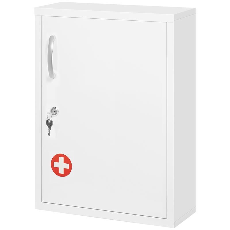 foto del prodotto maury s armadietto medicinali a 3 ripiani con serratura e 2 chiavi. in acciaio. 40x15x53.5 cm. bianco