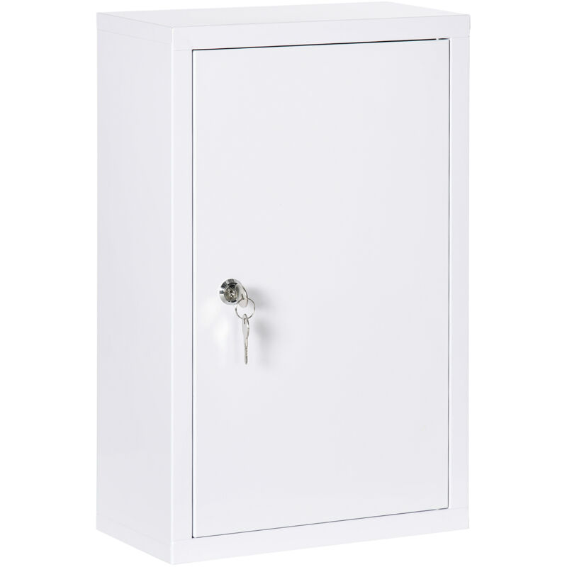 foto del prodotto maury s armadietto medicinali a 3 ripiani in acciaio inox con 2 chiavi e montaggio a parete. 30x14x46 cm. bianco