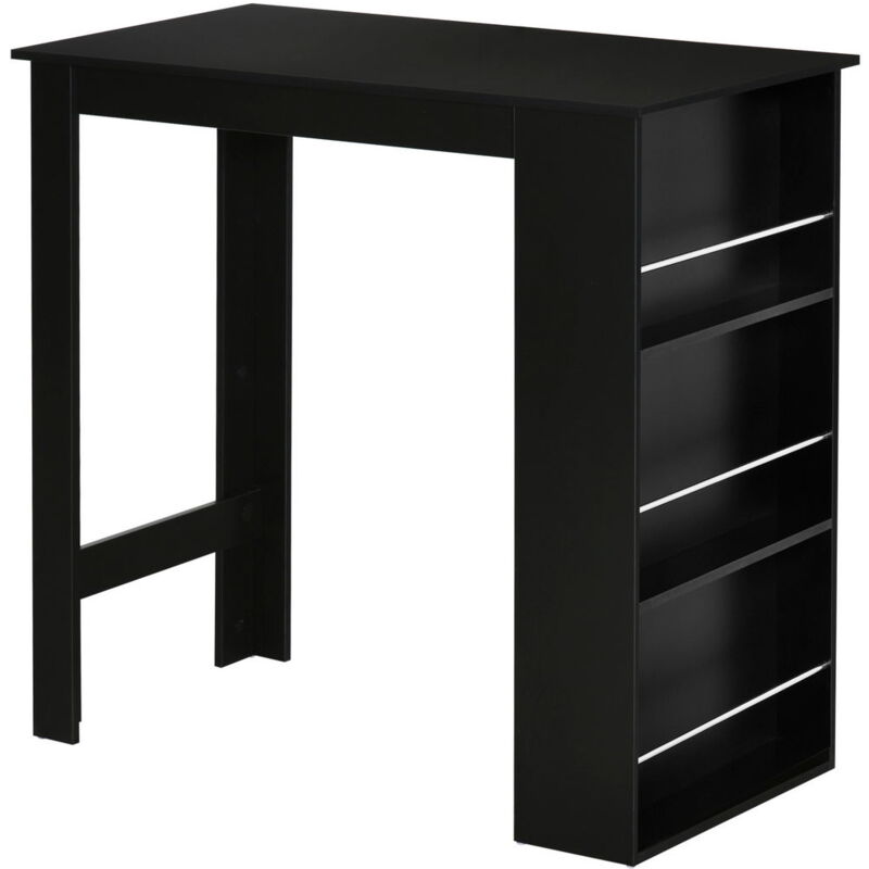 foto del prodotto maury s bancone da cucina tavolo alto con 3 mensole in legno 112x57x106cm nero