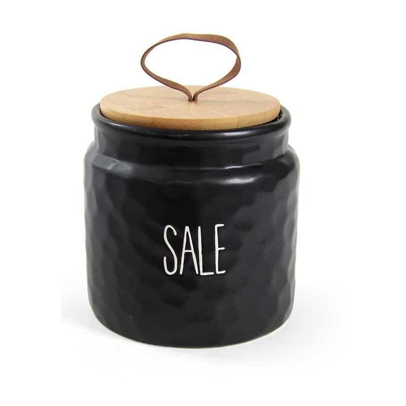 foto del prodotto maury s barattolo modello ondulato per sale 14 cm nero con tappo in legno