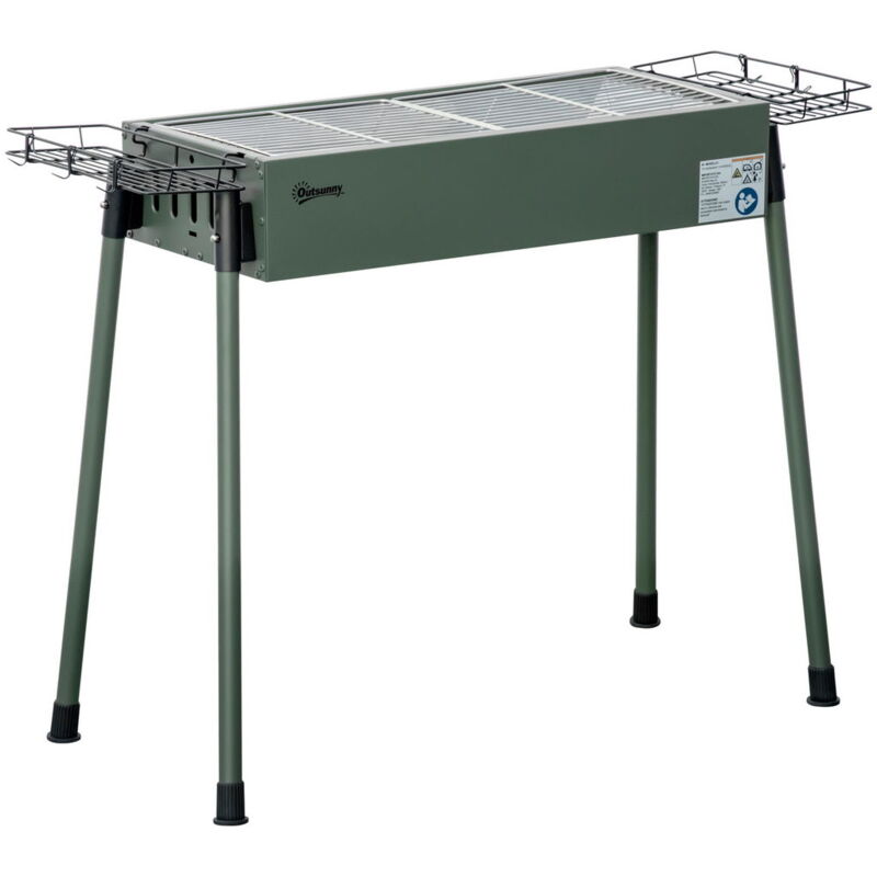 foto del prodotto maury s barbecue a carbonella con 2 griglie e cestini laterali 77x30x70cm verde