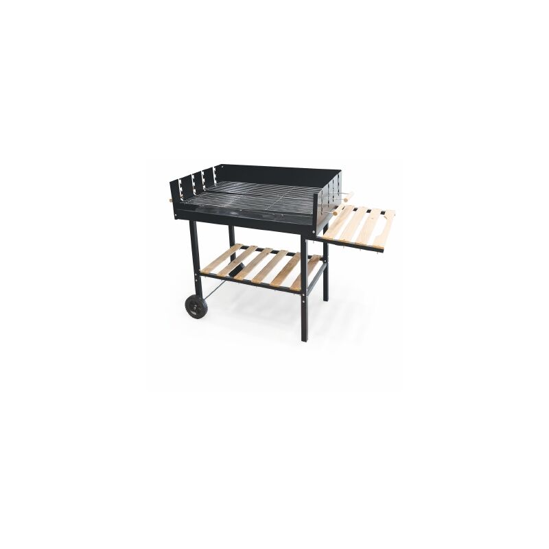 foto del prodotto maury s barbecue rettangolare con ruote in acciaio inox e legno l. 118 x p. 56 x h. 92 cm