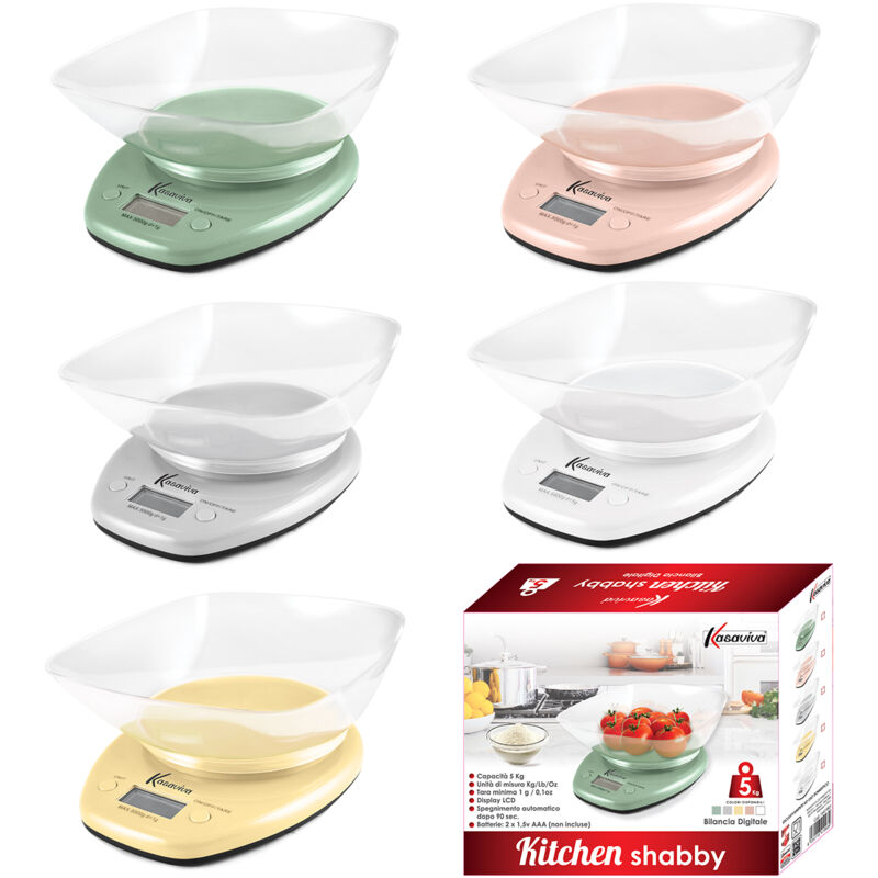foto del prodotto maury s bilancia digitale da cucina kitchen shabby da 5 kg colore assortito
