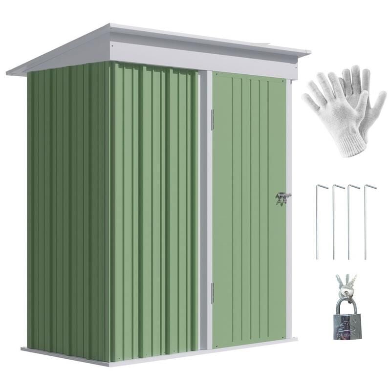 foto del prodotto maury s casetta da giardino porta attrezzi in acciaio con porta bloccabile. 161x95x163 181cm. verde