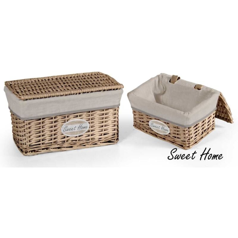 foto del prodotto maury's ceste beige rettangolari con scritta sweet home set2pz con coperchio