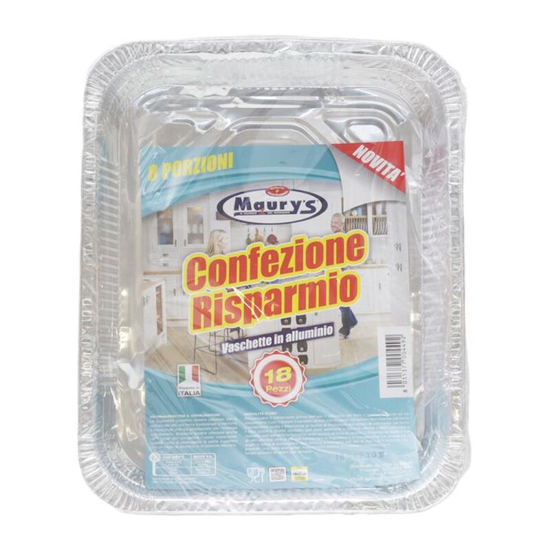 foto del prodotto maury s contenitori alluminio 8 porzioni 18pz per cottura e conservazione alimenti