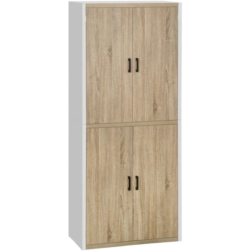 foto del prodotto maury s dispensa cucina in legno 4 ripiani regolabili 80x40x182cm color legno e bianco