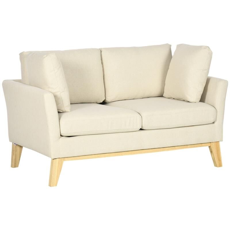 foto del prodotto maury s divano da 2 posti in legno di eucalipto e tessuto effetto lino 137x78x78 cm beige