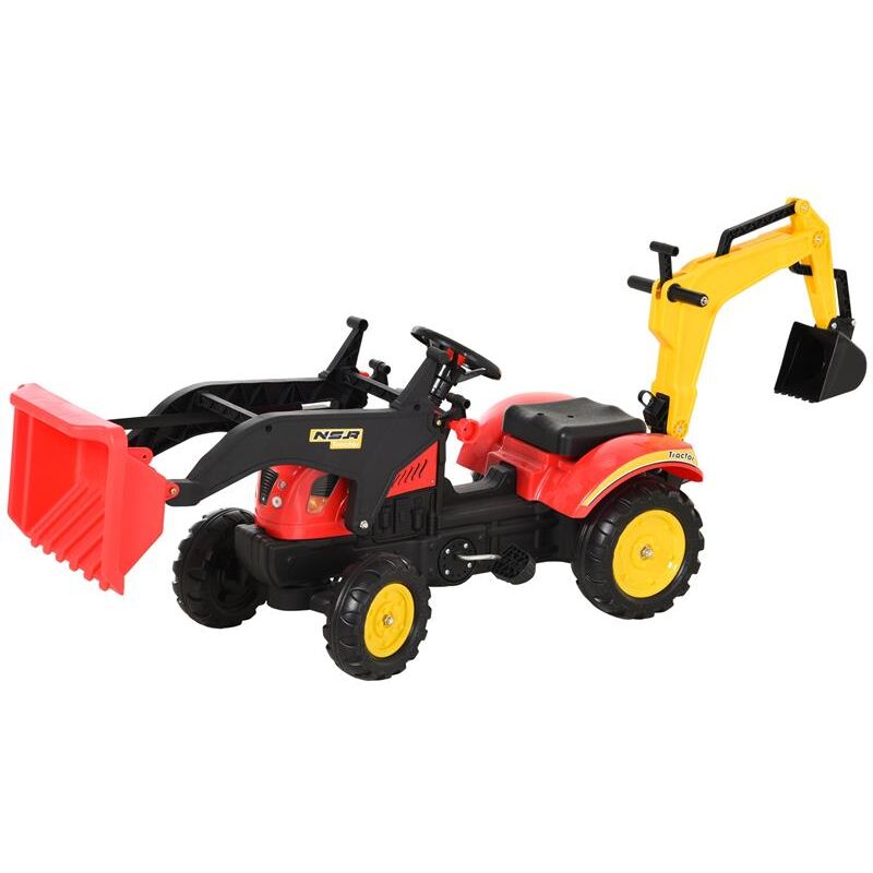 foto del prodotto maury s escavatore cavalcabile per bambini con pale e volante 179x42x59 cm multicolore
