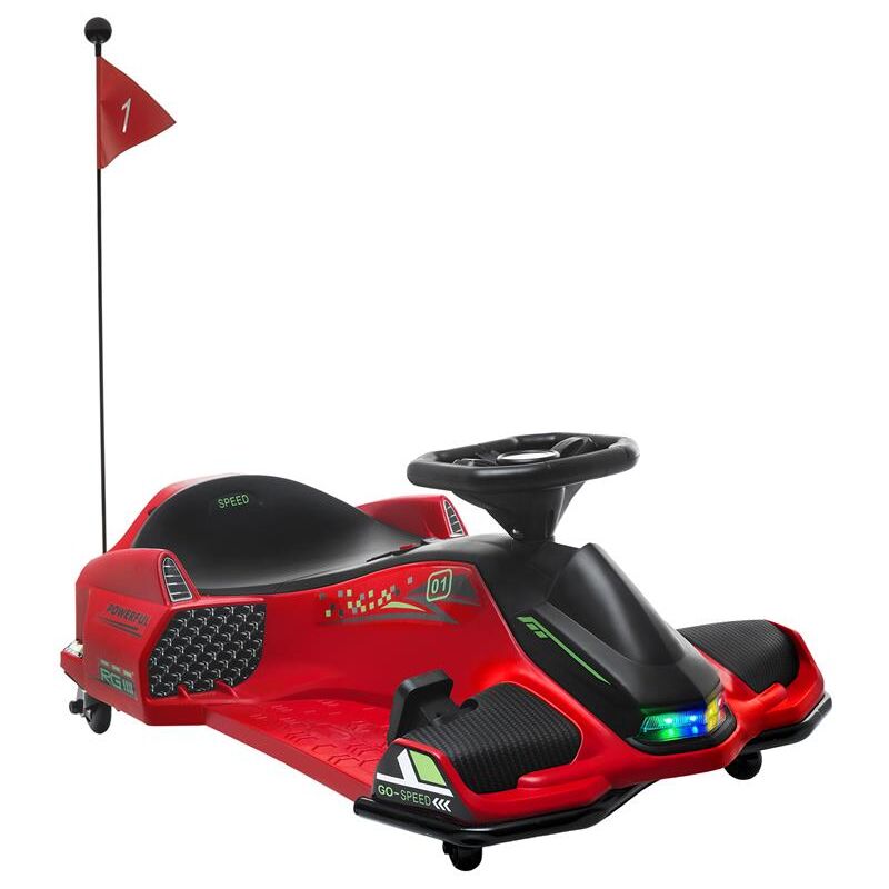 foto del prodotto maury s go kart elettrico per bambini 8 12 anni velocit 3 8 km h per drifting con luci e musica. rosso