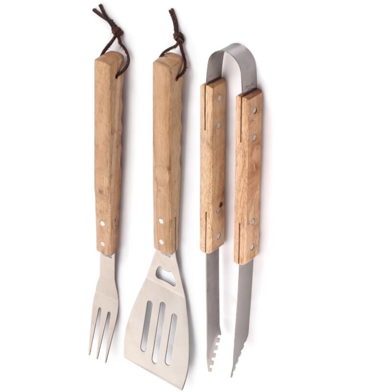 foto del prodotto maury s grill set da 3 utensili per barbecue con manico in legno 41 cm colore assortito oks