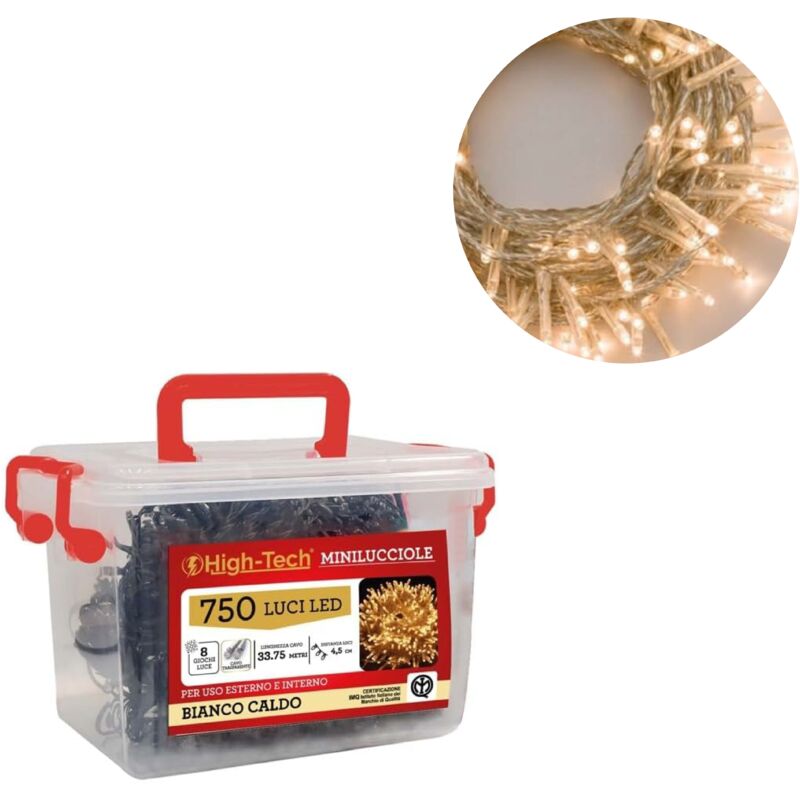 foto del prodotto maury s high tech box minilucciole con filo trasparente 750 led bianco caldo uso interno ed esterno