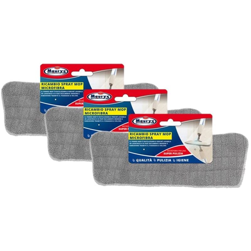foto del prodotto maury s kit set 3 pz spray mop ricarica panno in microfibra