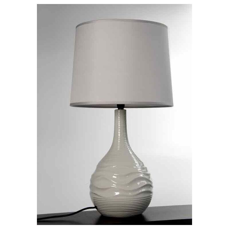 foto del prodotto maury s lampada da tavolo in ceramica con base ondulata 34x34x h72 cm tortora
