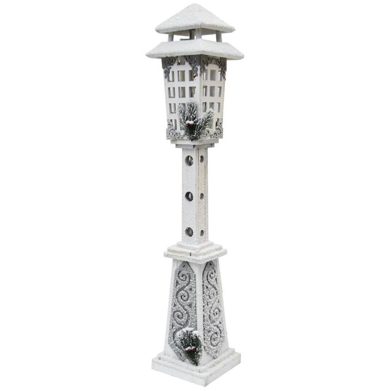 foto del prodotto maury's - lampione in legno con luce led effetto innevato