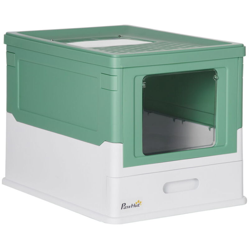 foto del prodotto maury s lettiera per gatti chiusa con paletta, vassoio estraibile e 2 porte, 47.5x35.5x36.7cm, verde
