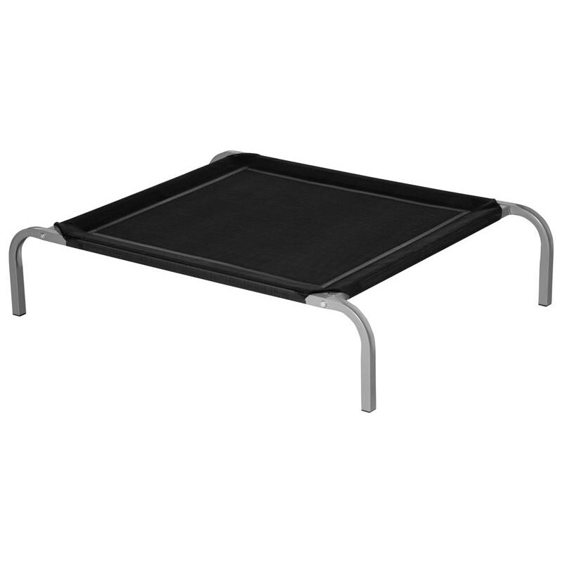 foto del prodotto maury's - lettino per cani rialzato con seduta traspirante. in metallo e tessuto. 90x65x20 cm. nero e argento