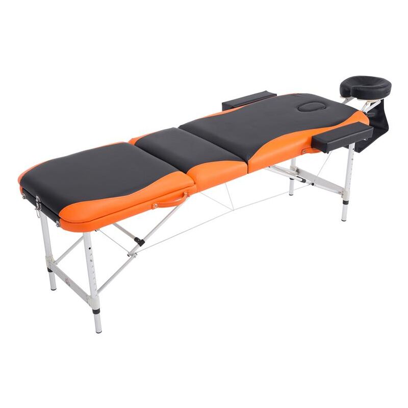 foto del prodotto maury s lettino per massaggi professionale pieghevole in alluminio nero e arancione
