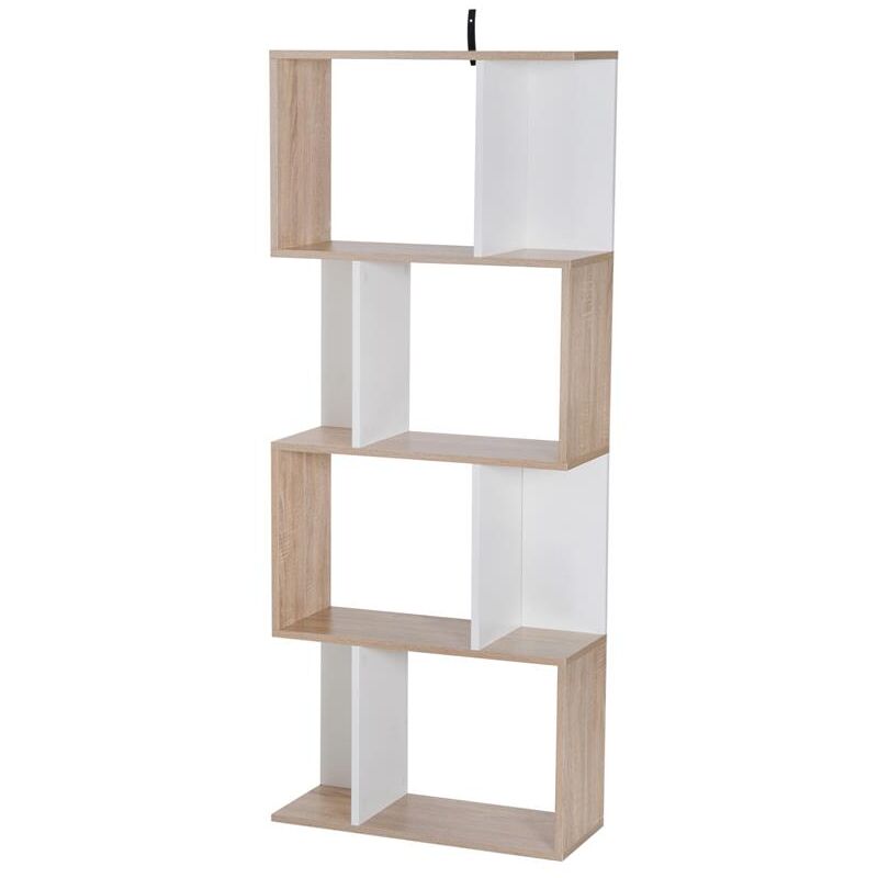 foto del prodotto maury's - libreria di design moderno 4 ripiani legno naturale e bianco. 60x24x148cm