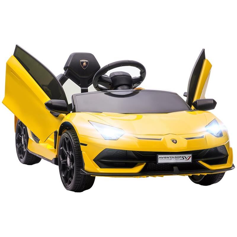 foto del prodotto maury s macchina elettrica per bambini 12v con licenza lamborghini. telecomando. clacson e musica. giallo