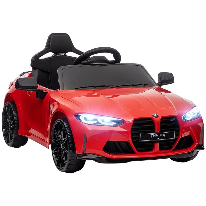 foto del prodotto maury s macchina elettrica per bambini a licenza bmw m4 con telecomando. clacson e fari. 108x69.5x51 cm. rossa