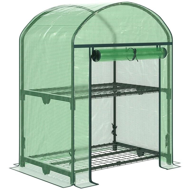 foto del prodotto maury s mini serra da giardino con 2 ripiani in metallo e copertura 69x49x92cm verde