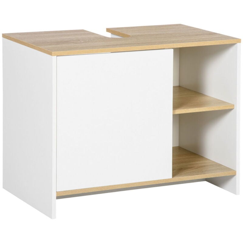 foto del prodotto maury s mobile bagno sottolavabo con armadietto e 2 mensole 77x45x60cm bianco e legno