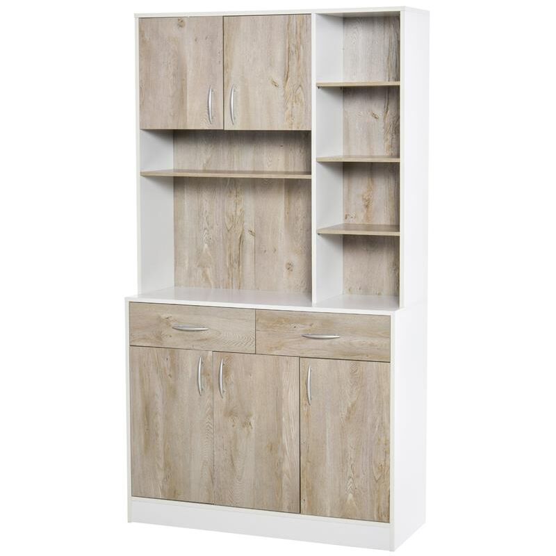 foto del prodotto maury s mobile buffet dispensa cucina bianco e legno ante cassetti vani aperti