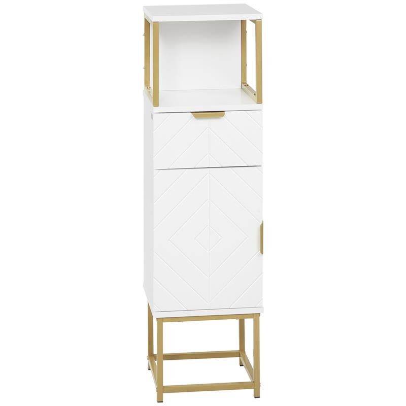 foto del prodotto maury s mobile colonna bagno con cassetto. armadietto e ripiano in legno e metallo. 30x30x105cm. bianco