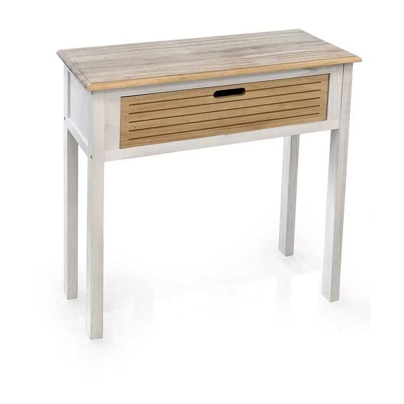 foto del prodotto maury s mobile consolle in legno con cassetto 75x30x75cm bicolor bianco e legno