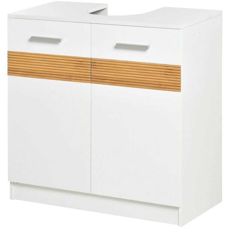 foto del prodotto maury s mobile sotto lavabo bagno, mobiletto bagno sottolavandino con antine in legno, 60x30x60.5cm bianco