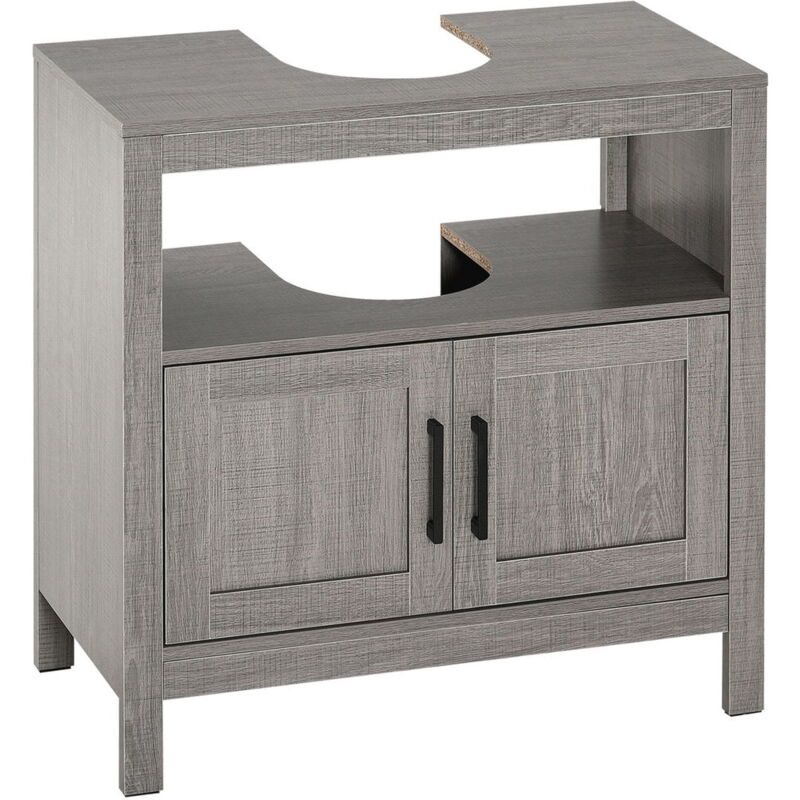 foto del prodotto maury s mobile sottolavabo con armadietto a 2 ante e ripiani in legno 60x30x60cm, grigio