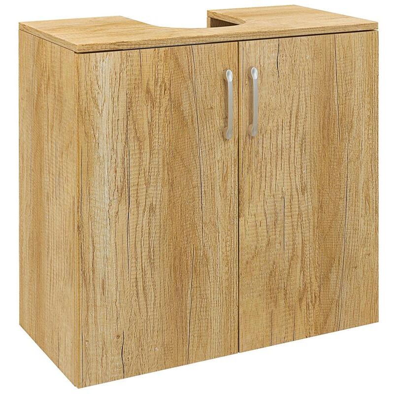 foto del prodotto maury s mobiletto bagno sottolavabo sospeso a 2 ante con 2 ripiani in legno. colore naturale
