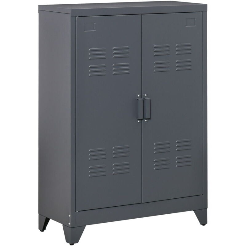 foto del prodotto maury s mobiletto multiuso a 2 ante stile industrial 75x33x110 cm grigio