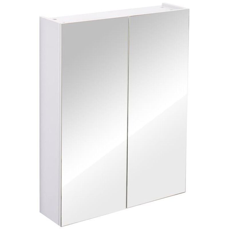 foto del prodotto maury's - mobiletto pensile da bagno con 2 ante e specchiera in mdf bianco 60 x 75 x 15cm