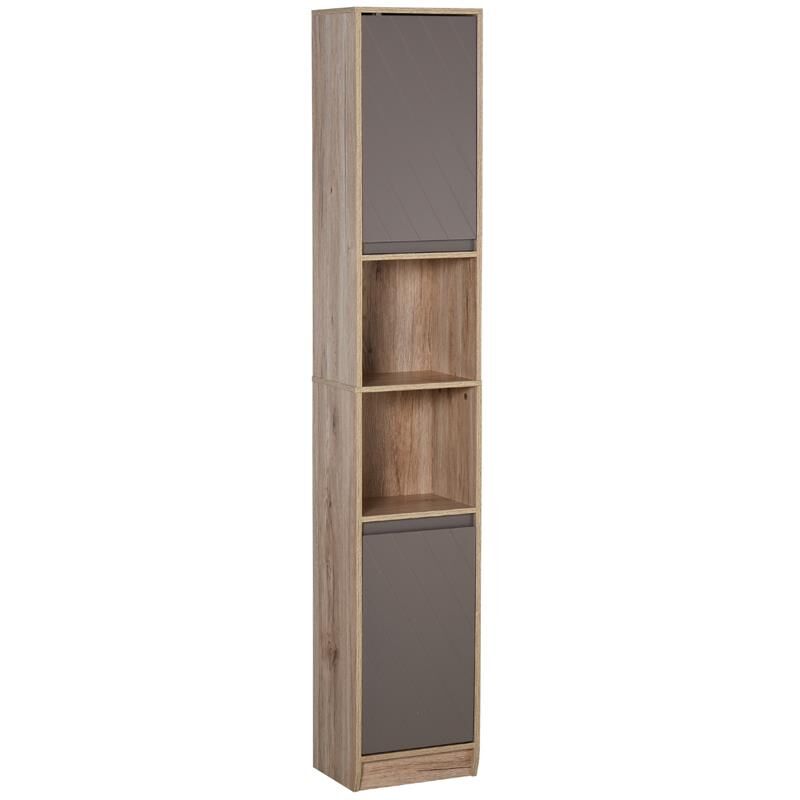 foto del prodotto maury s mobiletto per bagno in legno con 2 armadietti e 6 ripiani 30 x 24 x 170 cm