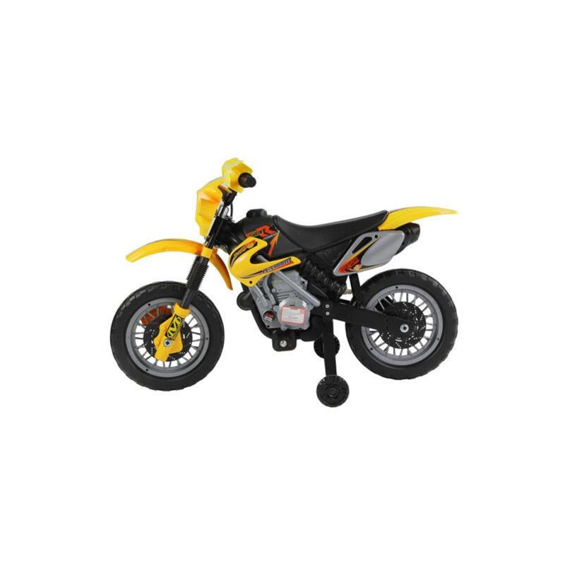 foto del prodotto maury s moto da cross elettrica per bambini con rotelle giallo