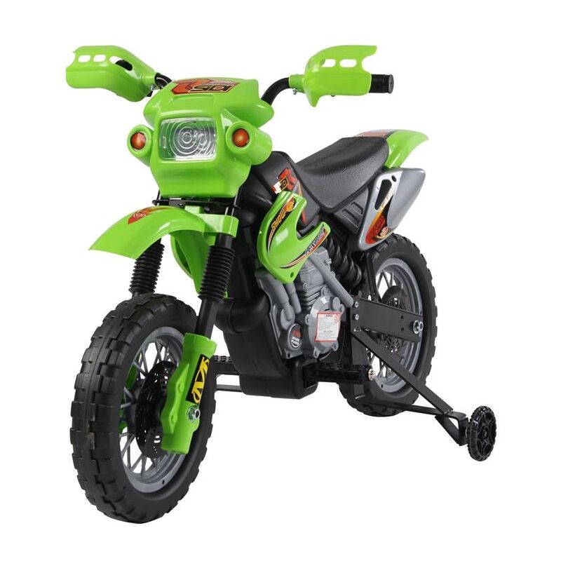 foto del prodotto maury s moto da cross elettrica per bambini con rotelle verde