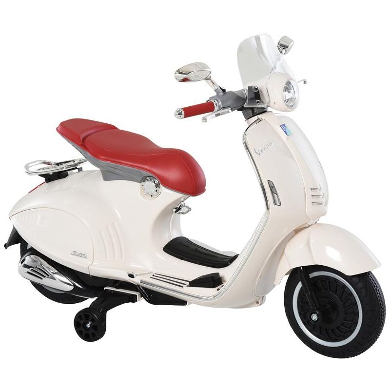 foto del prodotto maury s moto elettrica per bambini con licenza ufficiale vespa. 2 rotelle. luci e suoni. 108x49x75 cm. bianca