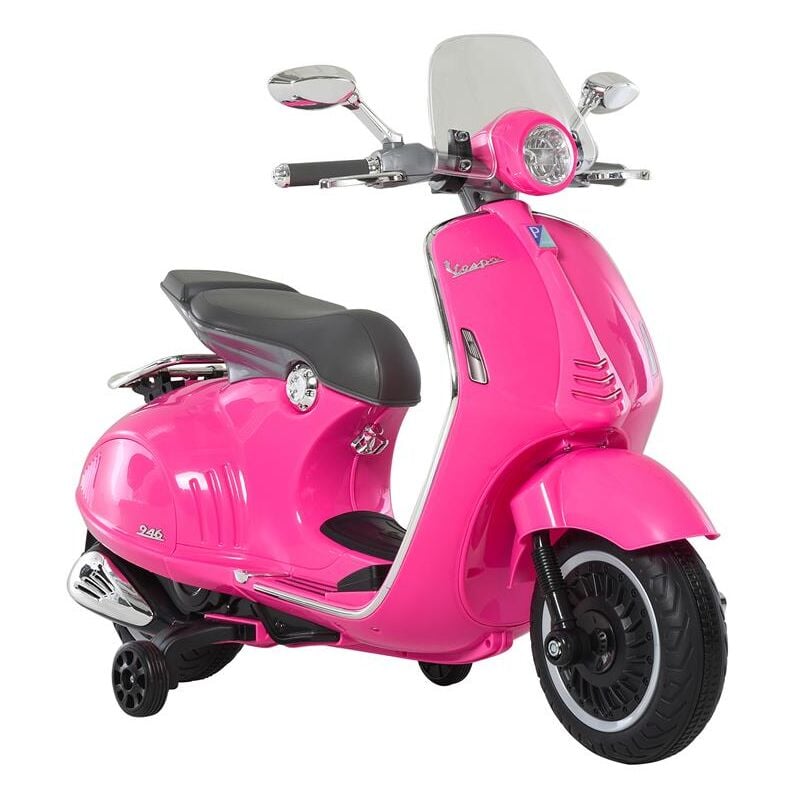 foto del prodotto maury s moto elettrica per bambini con licenza ufficiale vespa. 2 rotelle. luci e suoni. 108x49x75 cm. rosa