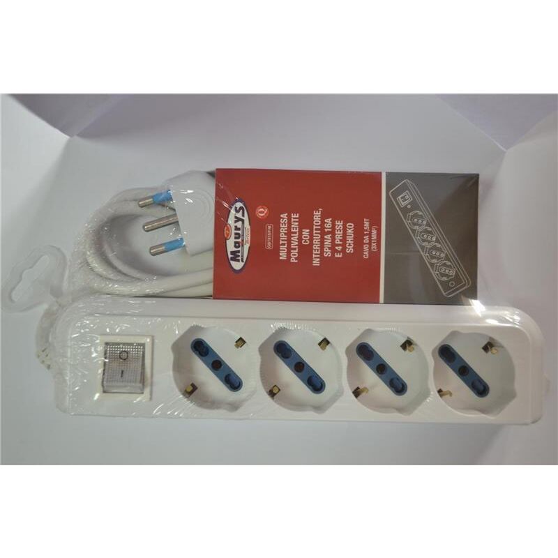 foto del prodotto maury s multipresa polivalente con interruttore 4 prese shuko 16 ampere
