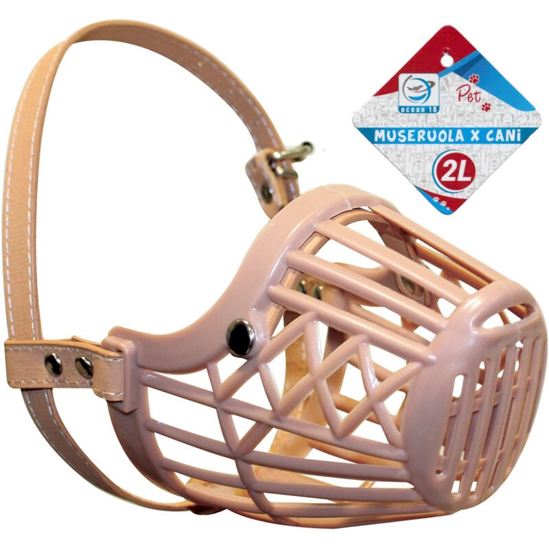 foto del prodotto maury s museruola per cani in plastica antistress con cinturino in cuoio diametro 10 cm