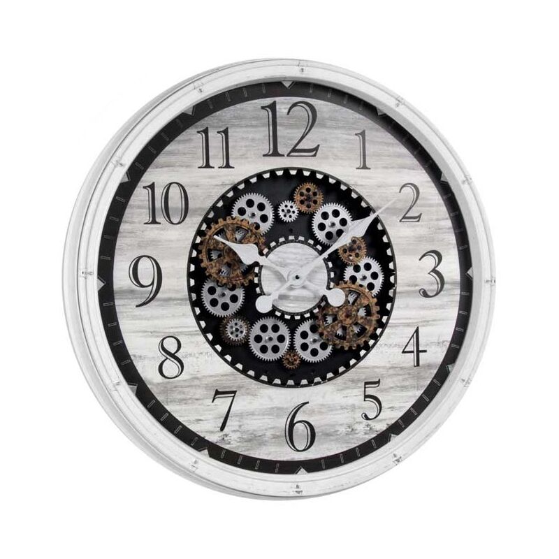 foto del prodotto maury s orologio da parete con ingranaggi e cornice in plastica 76x5 cm bianco