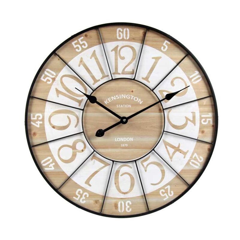foto del prodotto maury s orologio da parete in metallo con inserti in legno 60x2 cm color legno