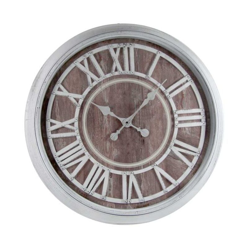 foto del prodotto maury s orologio da parete stile shabby con numeri romani 76x6 cm bianco e marrone