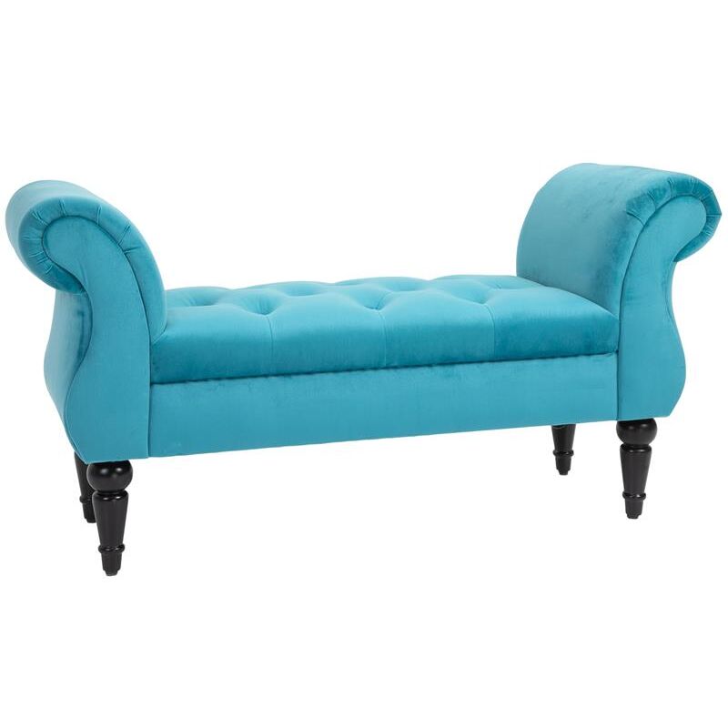 foto del prodotto maury s panca stile vintage con braccioli imbottita velluto azzurro