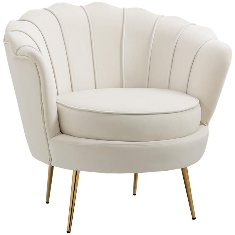 foto del prodotto maury s poltrona di design stile vintage imbottita in velluto. 79x77x77cm. crema